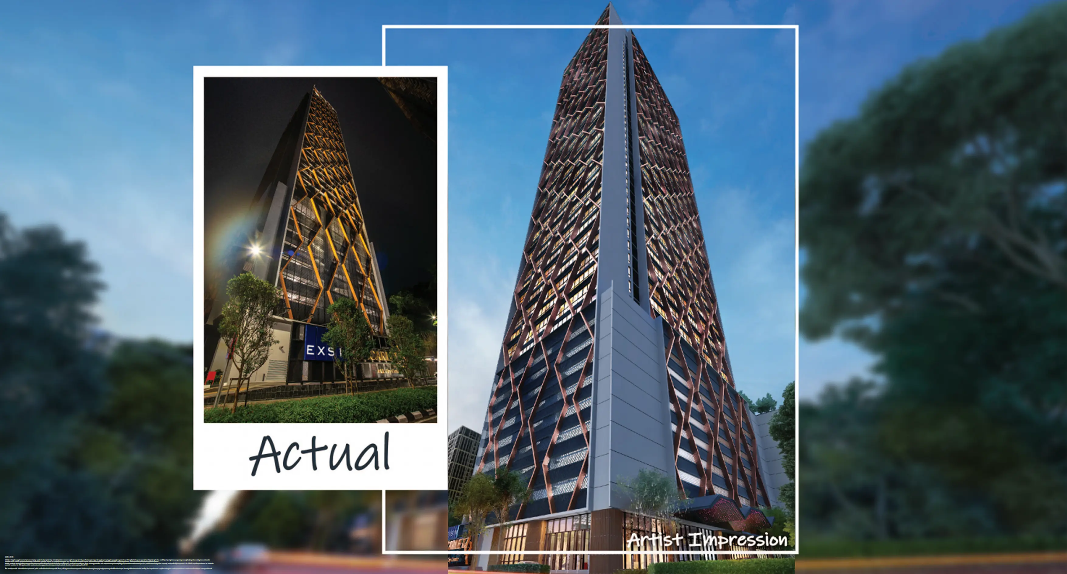 EXSIM Building Actual vs Artist Impression